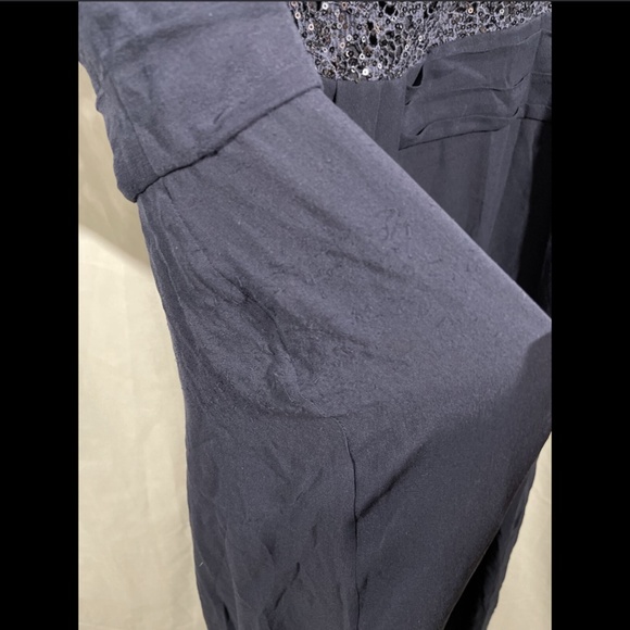 NWD Kay Unger Sequin Lace & Silk Chiffon Gown Navy‎ - Picture 7 of 12